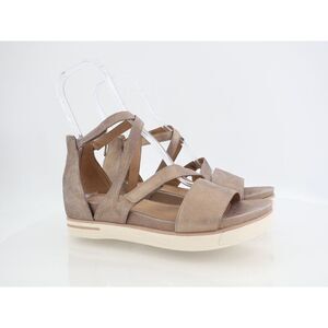 Eileen Fisher Story Platform Wedge Sandal Strappy Bronze Metallic Leather Sz 10